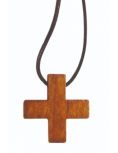 Pendentif - Croix grecque en bois naturel