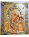 Estampe icône émaillée Vierge - or