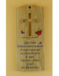 Bénédiction maison - Plaquette en bois avec croix