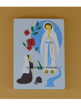 Magnet Notre-Dame de Lourdes et sainte Bernadette en bois peint à la main