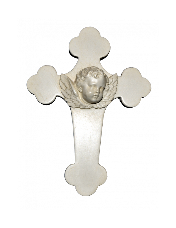 Ravissante croix Angelus Crucis en plâtre