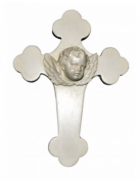 Ravissante croix Angelus Crucis en plâtre