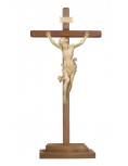 Crucifix sur pied avec Christ en bois sculpté - 52 cm