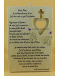 Tableau en bois avec la prière de Saint Charles de Foucauld ajouré avec un sacré-cœur.