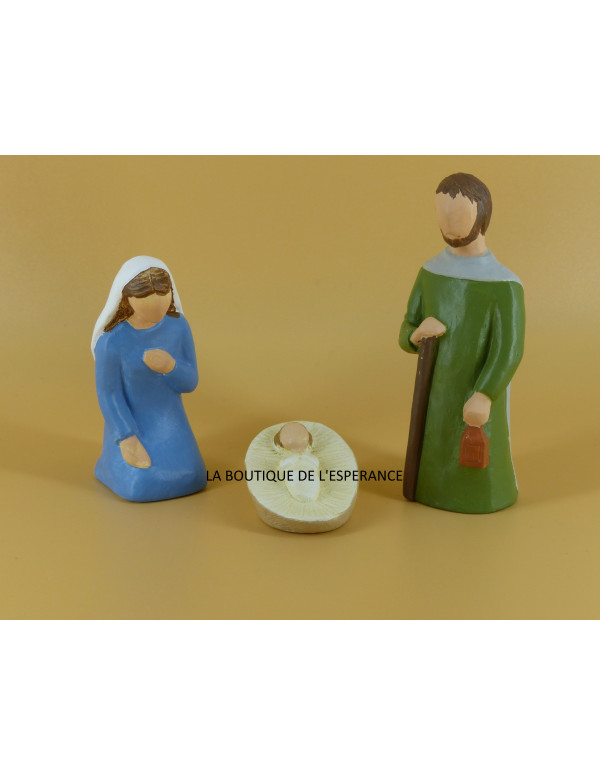 La Nativité de la crèche Onillon. Santons polychromes de 10 cm