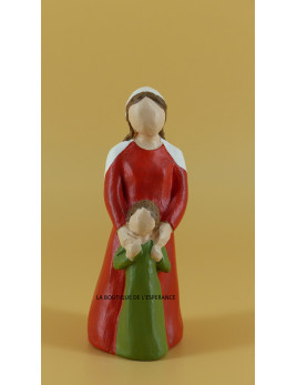 Mère et son enfant de la crèche Onillon. Santon polychrome de 10 cm