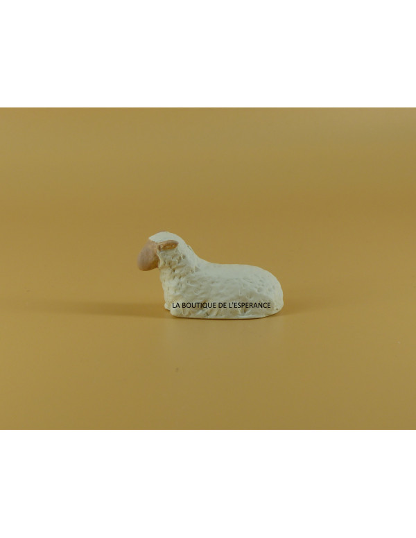 Le mouton tête droite de la crèche Onillon. Santon polychrome