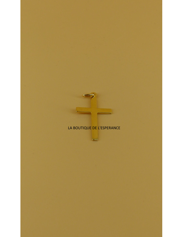 Croix plate en plaqué or 35 mm