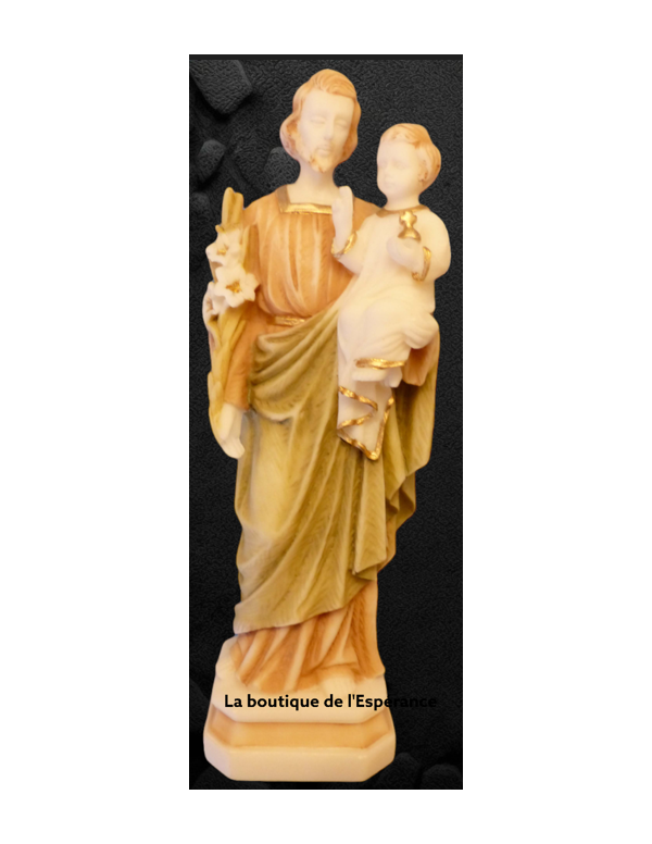 Statue Saint Joseph - coloured alabaster - 20 cm