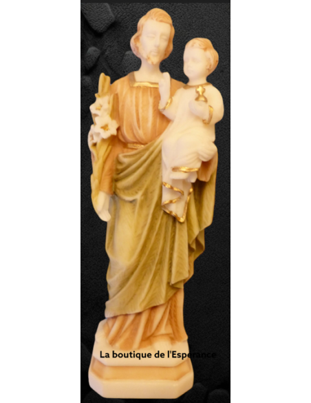 Statue Saint Joseph - albâtre coloré - 20 cm