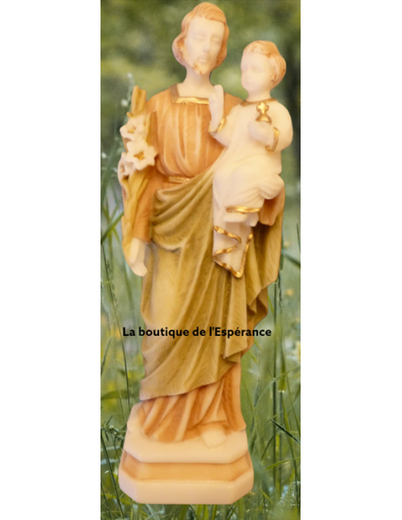 Statue Saint Joseph - albâtre coloré - 20 cm