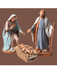 Nativité composée de 3 santons, Marie, Joseph et Jésus en pvc finie à la main