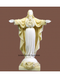 Statue Christ Rédempteur - albâtre beige et or