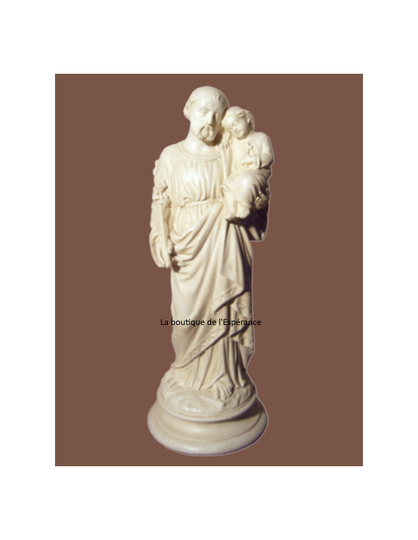 Une jolie statue de saint Joseph portant l'Enfant-Jésus, pour intérieur ou extérieur, de 33 cm.