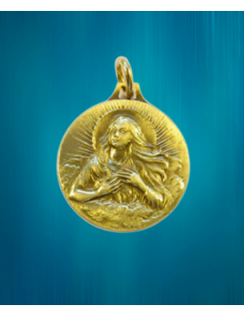 Médaille de Sainte Marie-Madeleine en laiton patiné de 23 mm