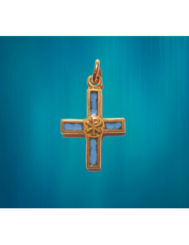 Pendentif en bronze émaillé, croix et chrisme