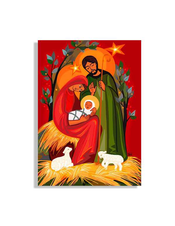 Tableau  Sainte Famille aux agneaux