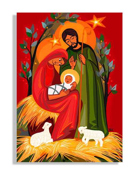 Tableau  Sainte Famille aux agneaux