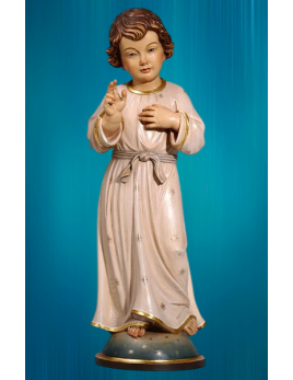 Ravissante statue en bois peint de l'Enfant-Jésus - 15 cm