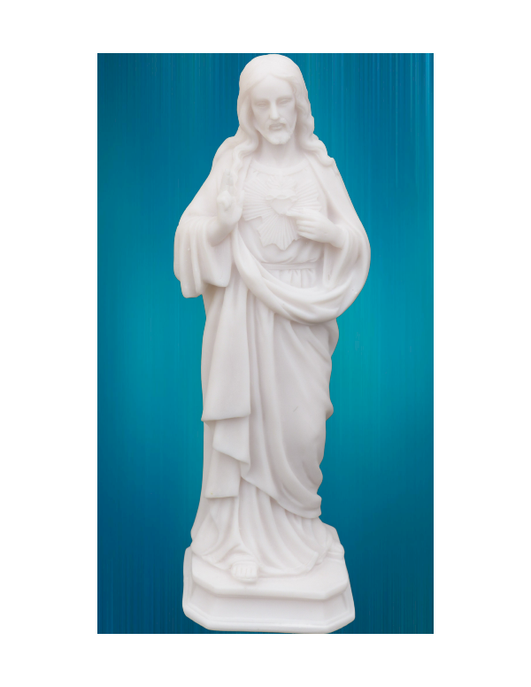 Statue du Sacré-Cœur de Jésus en albâtre blanc de 20 cm