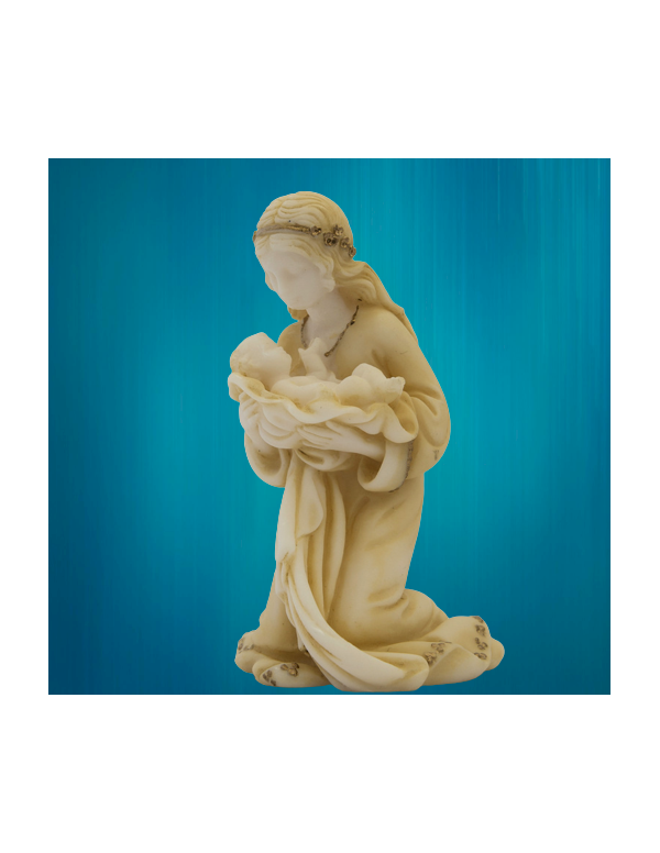 Ravissante et très fine statuette de la Vierge en prière, qui porte avec tendresse l'Enfant Jésus.