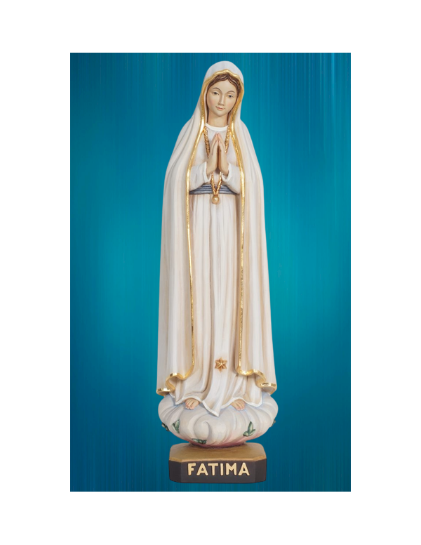 Notre-Dame de Fatima en bois sculpté et peint par des artisans du Val Gardena