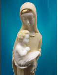 Statue Vierge à l'Enfant Art Déco- albâtre beige et or