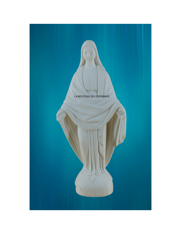 Statue de la Vierge miraculeuse en pierreline blanc de 22 cm