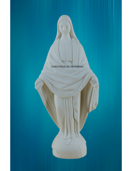 Statue de la Vierge miraculeuse en pierreline blanc de 22 cm