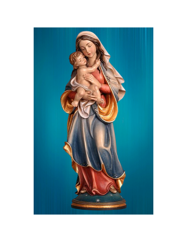 Notre-Dame de la Paix, statue en bois finement travaillée et peinte à la main