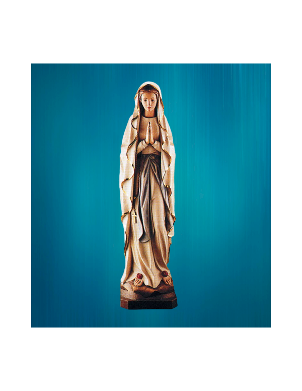 Petite statue de Notre-Dame de Lourdes en bois peint