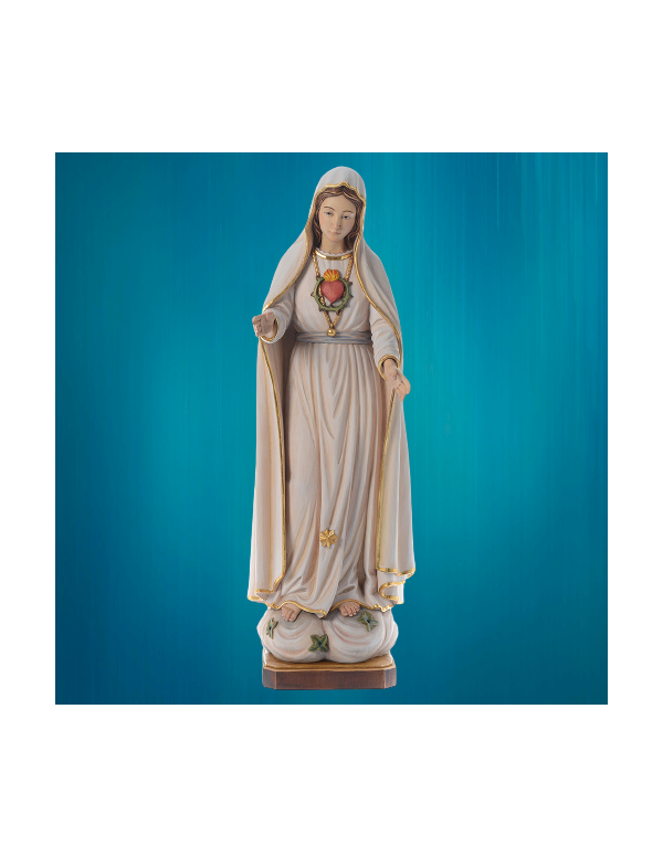 Statue en bois peint de Notre-Dame de Fatima, Cœur Immaculé de Marie