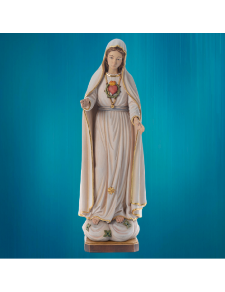 Statue en bois peint de Notre-Dame de Fatima, Cœur Immaculé de Marie