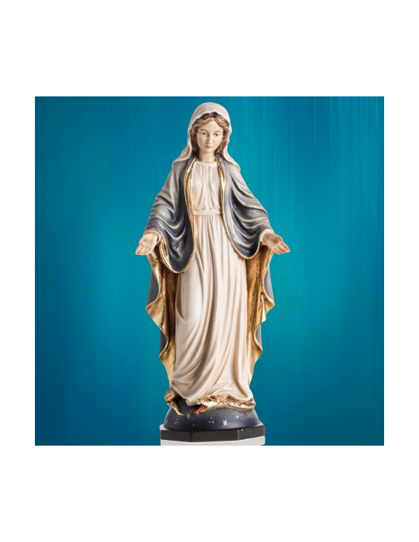 Statue en bois peint de la Vierge miraculeuse