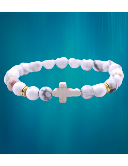 Ravissant bracelet en pierre véritable - Turquoise blanche