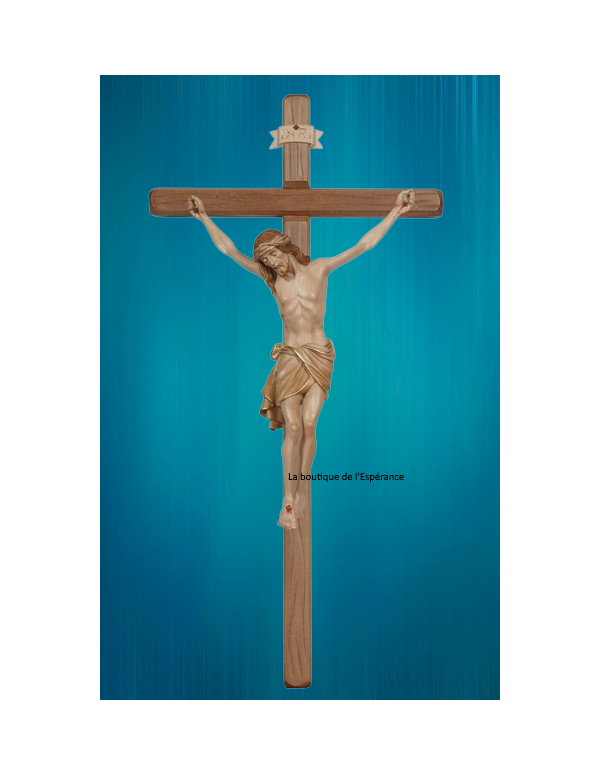 Crucifix avec le Christ en bois sculpté et teinté