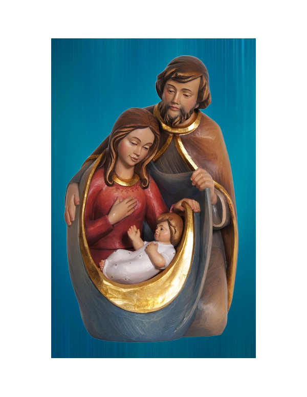 Painted wooden statue of the Holy Family - 7,9 in (20 cm)