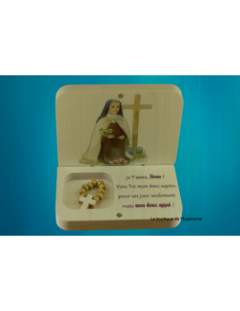 Oratoire de Sainte Thérèse de l'Enfant-Jésus en bois avec dizainier, pour le coin prière.