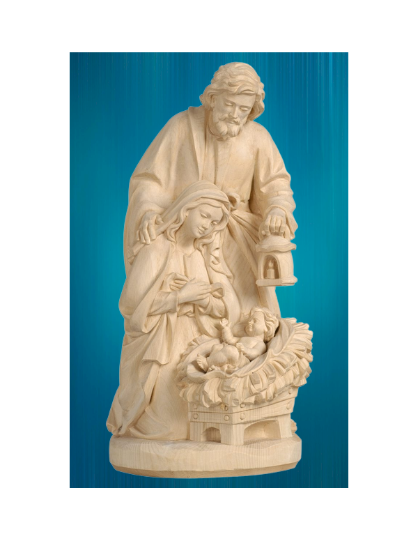 Statue en bois Sainte Famille - Enfant Jésus sur la paille de la crèche