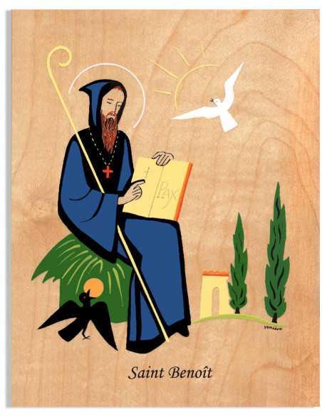 Tableau de saint patron réalisé en laminage par les sœurs bénédictines de l'Abbaye de Venière.