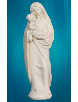 Statue en bois naturel de la Vierge Marie  sculptée par des artisans italiens