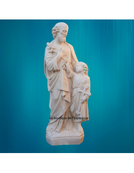 Statue de saint Joseph avec l'Enfant-Jésus, jeune adolescent, debout  aux pieds de saint Joseph