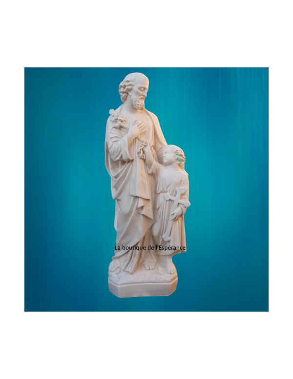 Statue de saint Joseph avec l'Enfant-Jésus, jeune adolescent, debout  aux pieds de saint Joseph
