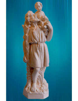 Statue de saint Christophe en hydracal ton ivoire patiné, de fabrication artisanale française
