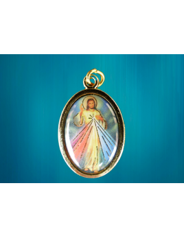 Médaille du Christ miséricordieux en résine et métal doré