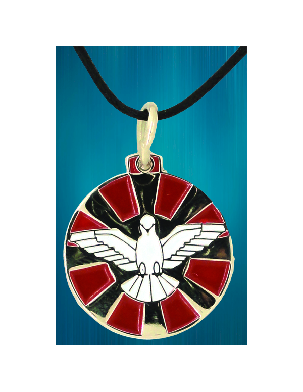 Médaille du Saint-Esprit en métal argenté émaillé et au verso les 7 dons.