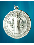 Médaille de Saint Benoît en métal argenté de 25 mm de diamètre