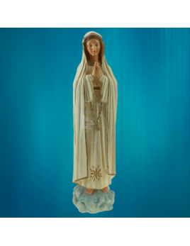Statue de Notre-Dame de Fatima en résine peinte à lamain
