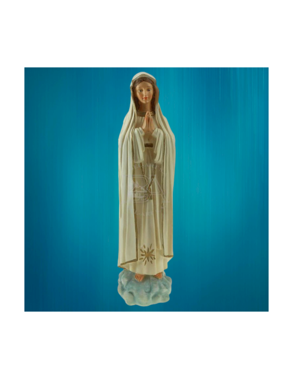 Statue de Notre-Dame de Fatima en résine peinte à lamain