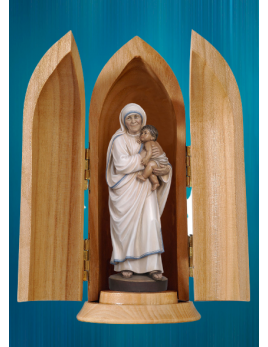 Très belle petite statue de Mère Teresa de Calcutta en bois d'érable
